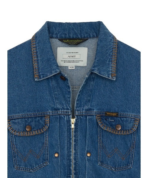 Wrangler（ラングラー）の「Wrangler×Ameri BLANKET STITCH DENIM JACKET（デニムジャケット・レディース・ブルー/ブラック/ピンク・MEDIUM/SMALL）」の4枚目の写真