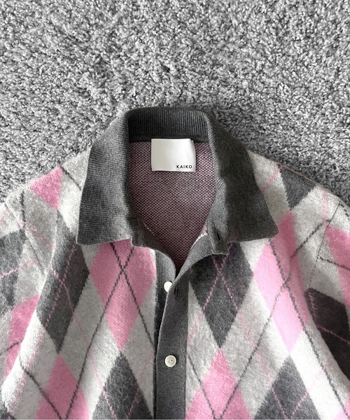 KAIKO（カイコー）の「【Pre order】KAIKO Domestic knit polo cardigan（カーディガン/ボレロ・メンズ・レッド系その他/グレー系その他2/グレー系その他・2/1）」の5枚目の写真