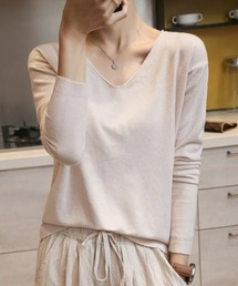 ニットTシャツ Vネック プルオーバー