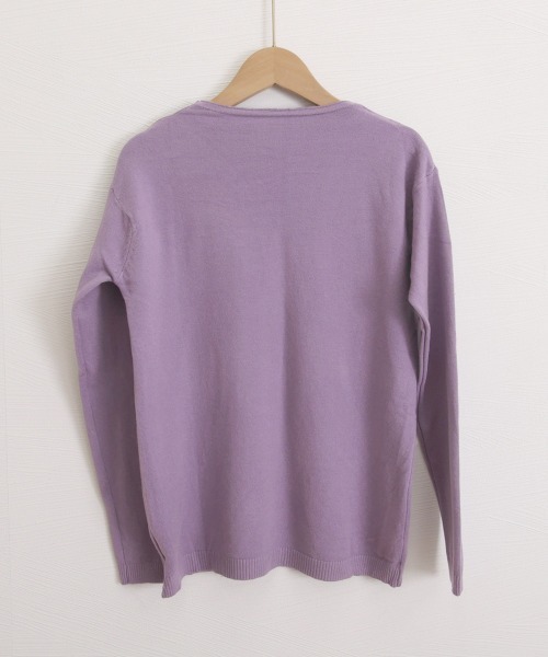 Miniministore(ミニミニストア)の「ニットTシャツ Vネック プルオーバー(Tシャツ/カットソー・レディース・ホワイト/ラベンダー/ブラック/ピンクベージュ・FREE)」の17枚目の写真