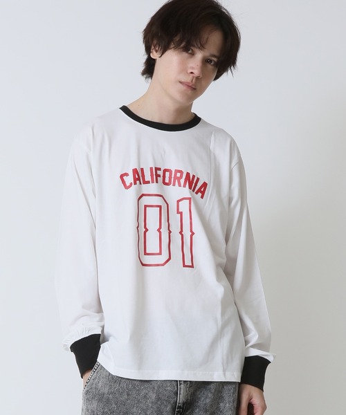 SHISKY（シスキー）の「レトロなアメカジスタイル ラグラン Tシャツ 長袖 ナンバリング　Shisky（Tシャツ/カットソー・メンズ・ホワイト×ブラック/グレー/ホワイト系2/ホワイト系1/ブラック・L/XL）」の3枚目の写真