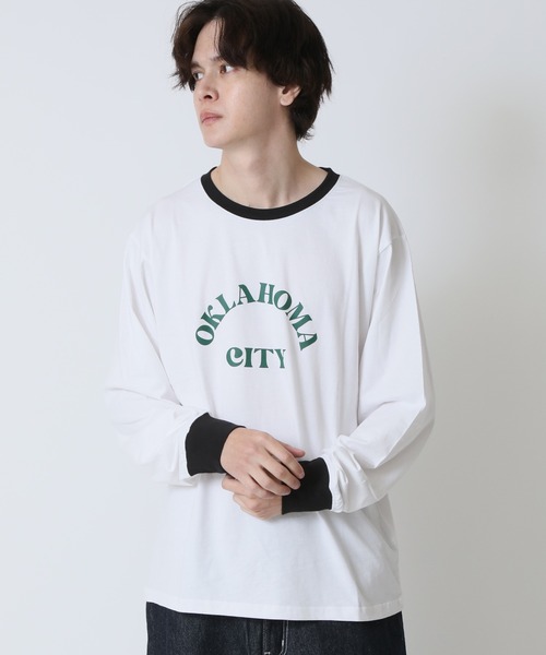 SHISKY（シスキー）の「レトロなアメカジスタイル ラグラン Tシャツ 長袖 ナンバリング　Shisky（Tシャツ/カットソー・メンズ・ホワイト×ブラック/グレー/ホワイト系2/ホワイト系1/ブラック・L/XL）」の4枚目の写真