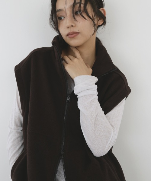 hellam(へラム)の「フリースベスト(ベスト・レディース・アイボリー/ブラック/チャコール/ブラウン・FREE)」の15枚目の写真