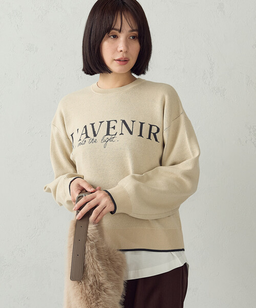 COMME CA ISM(コムサイズム)の「マシンウォッシャブル ロゴニット(ニット/セーター・レディース・ベージュ/ブラック/チャコール・FREE)」の3枚目の写真