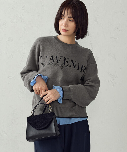 COMME CA ISM(コムサイズム)の「マシンウォッシャブル ロゴニット(ニット/セーター・レディース・ベージュ/ブラック/チャコール・FREE)」の15枚目の写真