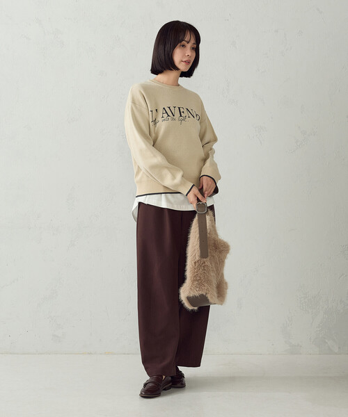 COMME CA ISM(コムサイズム)の「マシンウォッシャブル ロゴニット(ニット/セーター・レディース・ベージュ/ブラック/チャコール・FREE)」の18枚目の写真