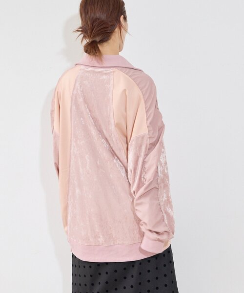 etsinta(エシンタ)の「【etsinta】ベロアトラックオーバージャケット(ブルゾン・レディース・ネイビー/ピンク・ONE SIZE)」の18枚目の写真