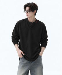 EFFECTION（エフェクション）の「【neos】ルーズシルエット 配色ステッチ ワッフル ヘンリーネック 長袖Tシャツ サーマル ロンT【2026秋冬新作】（Tシャツ/カットソー）」