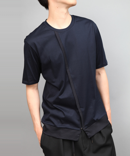 ato（アトウ）の「60/2T-CLOTH  FRONT SLIT（Tシャツ/カットソー・メンズ・ネイビー/ブラック/ホワイト/ブラウン・46/48）」の4枚目の写真