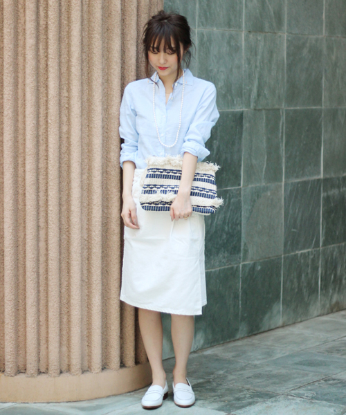 LIMITLESS LUXURY(リミットレスラグジュアリー)の「LINEN ワイドカラーシャツ◆(シャツ/ブラウス・レディース・サックスブルー/ネイビー/ホワイト/ピンク・FREE)」の14枚目の写真