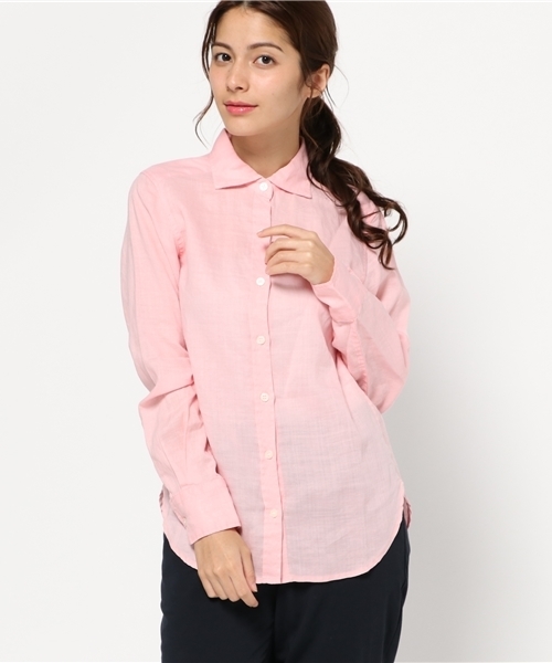 LIMITLESS LUXURY(リミットレスラグジュアリー)の「LINEN ワイドカラーシャツ◆(シャツ/ブラウス・レディース・サックスブルー/ネイビー/ホワイト/ピンク・FREE)」の4枚目の写真