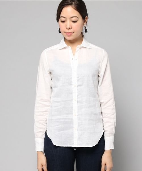 LIMITLESS LUXURY(リミットレスラグジュアリー)の「LINEN ワイドカラーシャツ◆(シャツ/ブラウス・レディース・サックスブルー/ネイビー/ホワイト/ピンク・FREE)」の8枚目の写真