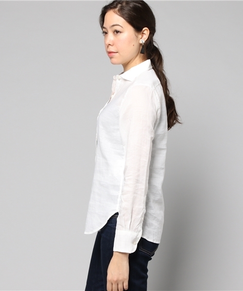 LIMITLESS LUXURY(リミットレスラグジュアリー)の「LINEN ワイドカラーシャツ◆(シャツ/ブラウス・レディース・サックスブルー/ネイビー/ホワイト/ピンク・FREE)」の9枚目の写真