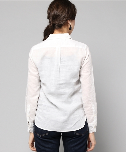 LIMITLESS LUXURY(リミットレスラグジュアリー)の「LINEN ワイドカラーシャツ◆(シャツ/ブラウス・レディース・サックスブルー/ネイビー/ホワイト/ピンク・FREE)」の10枚目の写真