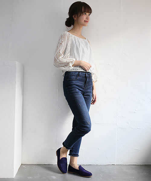 SESTO（セスト）の「スエード素材のマニッシュローファーパンプス（ローファー・レディース・ネイビー/レッド/イエロー/ブラック/ホワイト/テラコッタ・24.0cm/25.0cm/23.0cm/24.5cm/22.5cm/23.5cm）」の10枚目の写真