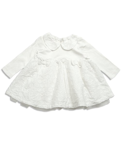 apres les cours（アプレレクール）の「レースベビーワンピブルマセット（その他ベビー用品・キッズ・オフホワイト/ネイビー・80/70）」の2枚目の写真
