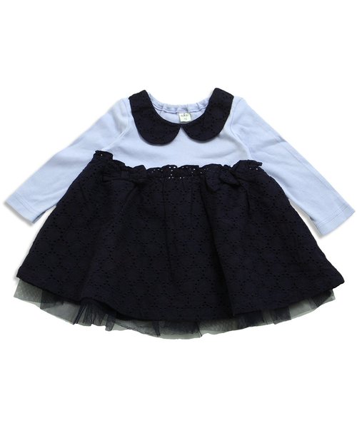 apres les cours（アプレレクール）の「レースベビーワンピブルマセット（その他ベビー用品・キッズ・オフホワイト/ネイビー・80/70）」の4枚目の写真