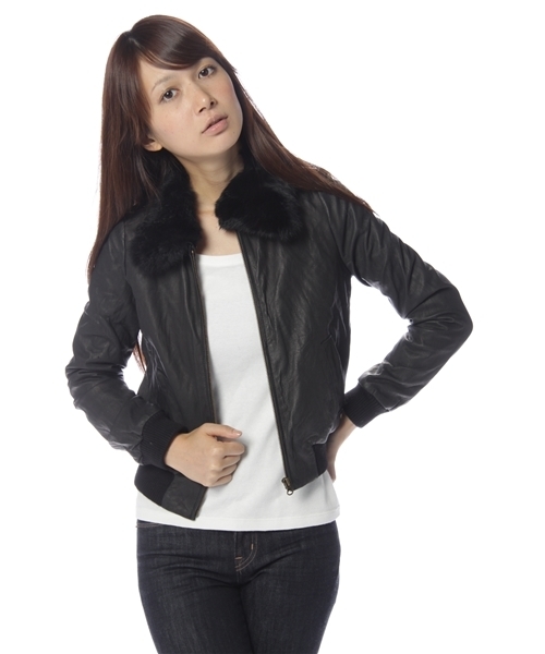 mystic（ミスティック）の「ファー衿レザーブルゾン（ブルゾン・レディース・ベージュ/ダークブラウン/キャメル/ブラック・ﾌﾘ-）」の6枚目の写真