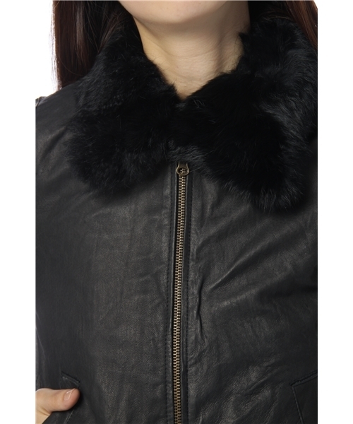 mystic（ミスティック）の「ファー衿レザーブルゾン（ブルゾン・レディース・ベージュ/ダークブラウン/キャメル/ブラック・ﾌﾘ-）」の7枚目の写真