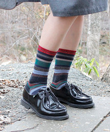 gredecana | gredecana レディースソックス/retro multi borderソックス ブラック(ソックス/靴下)