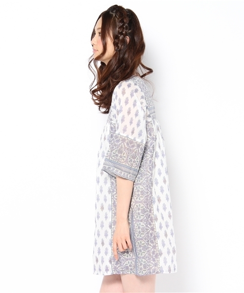 Another Edition（アナザーエディション）の「AE[S]BLOCK PRT MINI OP（ワンピース・レディース・ライトブルー/ナチュラル/ピンク・フリー）」の4枚目の写真