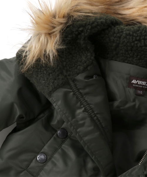 AVIREX（アヴィレックス）の「【AVIREX】N3-Bコート（ミリタリージャケット・キッズ・カーキ・120/130/110/140）」の4枚目の写真