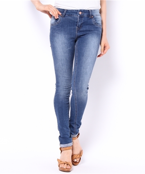 mystic(ミスティック)の「【mystic】 デニムスキニーPT(デニムパンツ・レディース・ネイビー/ブルー/ブラック/ダークブルー・0/1/2)」の2枚目の写真