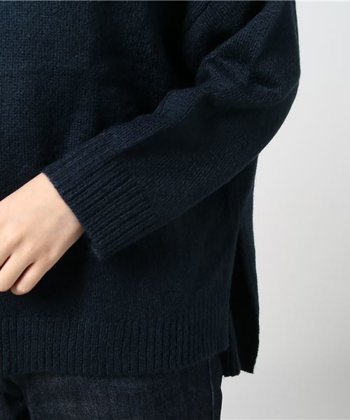 earth music&ecology（アースミュージックアンドエコロジー）の「・ハイネックドロップニットプルオーバー（ニット/セーター・レディース・ライトグレー/ネイビー/ピンク/アイボリー/キャメル/ブルーグリーン・FREE）」の11枚目の写真