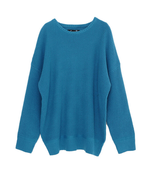 CavariA（キャバリア）の「『CavariA/キャバリア』ラーベン編みビッグシルエットクルーネック長袖ニットセーター（ニット/セーター・メンズ・ベージュ/サックスブルー/パープル/ピンク/テラコッタ/ホワイト/ブラック/グレー/ネイビー/インディゴブルー/イエロー/グリーン系その他/ブラウン/カーキ/グリーン・M/L）」の9枚目の写真