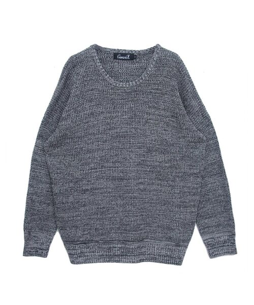 CavariA（キャバリア）の「『CavariA/キャバリア』ラーベン編みビッグシルエットクルーネック長袖ニットセーター（ニット/セーター・メンズ・ベージュ/サックスブルー/パープル/ピンク/テラコッタ/ホワイト/ブラック/グレー/ネイビー/インディゴブルー/イエロー/グリーン系その他/ブラウン/カーキ/グリーン・M/L）」の3枚目の写真