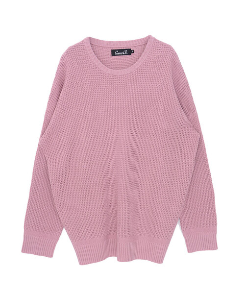 CavariA（キャバリア）の「『CavariA/キャバリア』ラーベン編みビッグシルエットクルーネック長袖ニットセーター（ニット/セーター・メンズ・ベージュ/サックスブルー/パープル/ピンク/テラコッタ/ホワイト/ブラック/グレー/ネイビー/インディゴブルー/イエロー/グリーン系その他/ブラウン/カーキ/グリーン・M/L）」の15枚目の写真