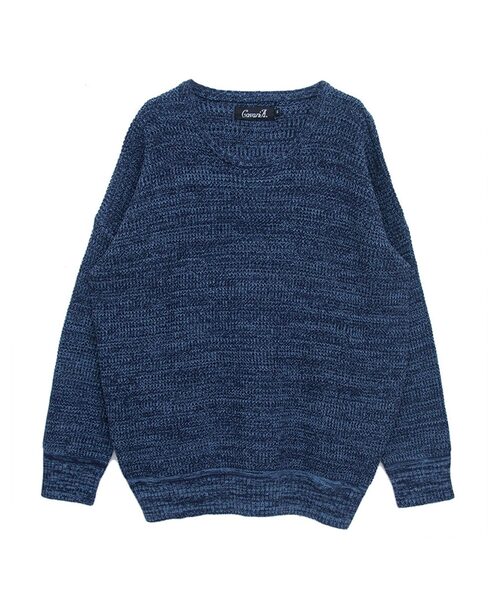 CavariA（キャバリア）の「『CavariA/キャバリア』ラーベン編みビッグシルエットクルーネック長袖ニットセーター（ニット/セーター・メンズ・ベージュ/サックスブルー/パープル/ピンク/テラコッタ/ホワイト/ブラック/グレー/ネイビー/インディゴブルー/イエロー/グリーン系その他/ブラウン/カーキ/グリーン・M/L）」の12枚目の写真