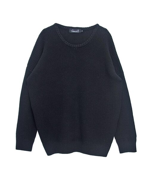 CavariA（キャバリア）の「『CavariA/キャバリア』ラーベン編みビッグシルエットクルーネック長袖ニットセーター（ニット/セーター・メンズ・ベージュ/サックスブルー/パープル/ピンク/テラコッタ/ホワイト/ブラック/グレー/ネイビー/インディゴブルー/イエロー/グリーン系その他/ブラウン/カーキ/グリーン・M/L）」の2枚目の写真