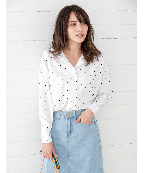 fifth（フィフス）の「ドットスキッパーブラウス（シャツ/ブラウス・レディース・ホワイト/ブラック・MEDIUM）」の2枚目の写真