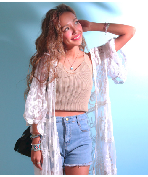 ANAP(アナップ)の「フラワー刺繍ガウンカーディガン(カーディガン/ボレロ・レディース・ブラック/ホワイト・FREE)」の14枚目の写真