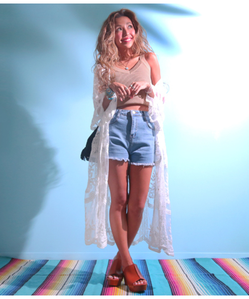 ANAP(アナップ)の「フラワー刺繍ガウンカーディガン(カーディガン/ボレロ・レディース・ブラック/ホワイト・FREE)」の9枚目の写真