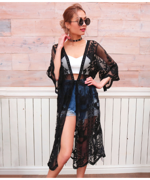 ANAP(アナップ)の「フラワー刺繍ガウンカーディガン(カーディガン/ボレロ・レディース・ブラック/ホワイト・FREE)」の19枚目の写真