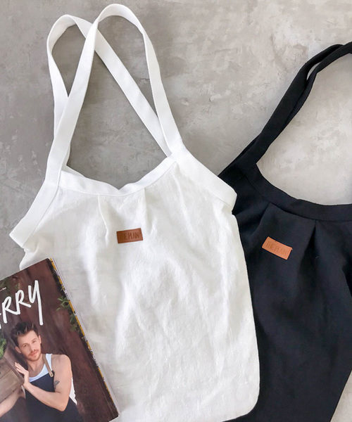 select MOCA（セレクトモカ）の「収納力バツグン◆コットン×リネンブレンドトートバック（トートバッグ・レディース・ブラック/オフホワイト・FREE）」の5枚目の写真