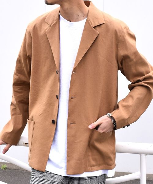 SHIPS(シップス)の「SU: 【WASHABLE】リネン 3B ジャケット■(テーラードジャケット・メンズ・ベージュ/ネイビー・LARGE/MEDIUM/SMALL/X-LARGE)」の2枚目の写真