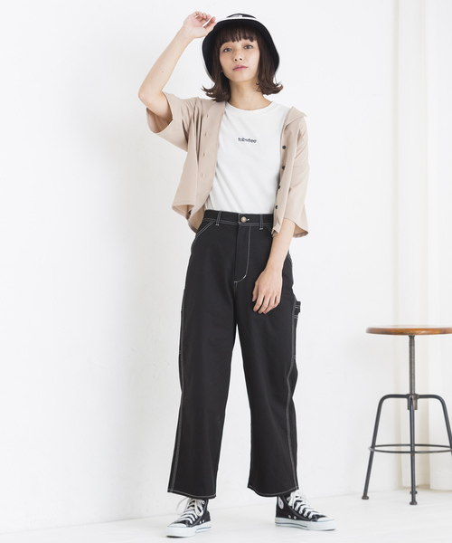 WEGO（ウィゴー）の「WEGO/オープンカラークロップドシャツ（シャツ/ブラウス・レディース・ブラック/ネイビー/ダークベージュ/ダークオレンジ/ピンク・FREE）」の13枚目の写真