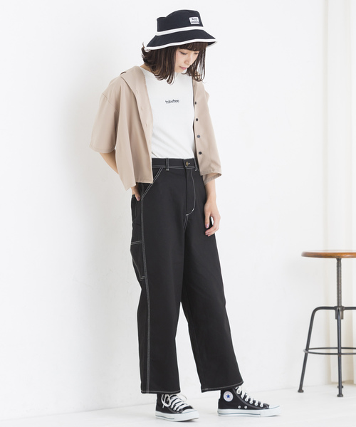 WEGO（ウィゴー）の「WEGO/オープンカラークロップドシャツ（シャツ/ブラウス・レディース・ブラック/ネイビー/ダークベージュ/ダークオレンジ/ピンク・FREE）」の15枚目の写真