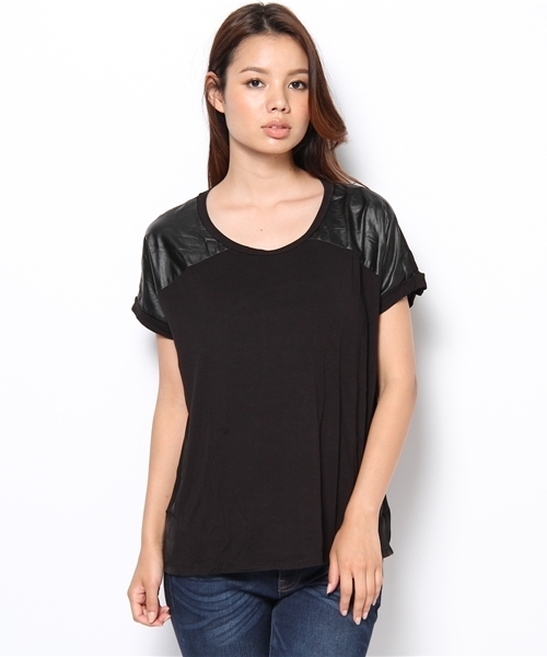 GIORDANO(ジョルダーノ)の「切り替えシルキードルマンスリーブ(Tシャツ/カットソー・レディース・ホワイト/ブラック/ピンク・SMALL/MEDIUM/LARGE)」の4枚目の写真