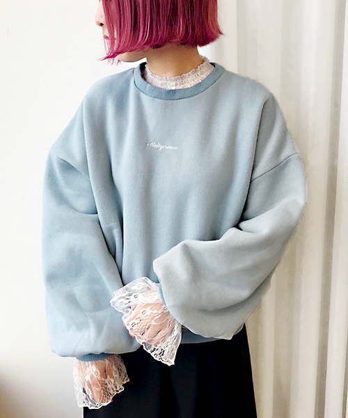 apres jour（アプレジュール）の「レース付きロゴスウエット【ZOZOTOWN限定アイテム】（Tシャツ/カットソー・レディース・サックスブルー/ピンク/ライトベージュ・フリー）」の3枚目の写真