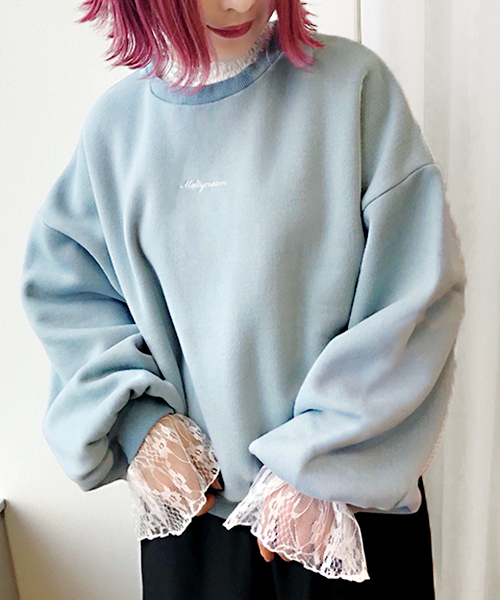 apres jour（アプレジュール）の「レース付きロゴスウエット【ZOZOTOWN限定アイテム】（Tシャツ/カットソー・レディース・サックスブルー/ピンク/ライトベージュ・フリー）」の9枚目の写真