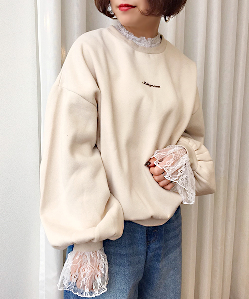 apres jour（アプレジュール）の「レース付きロゴスウエット【ZOZOTOWN限定アイテム】（Tシャツ/カットソー・レディース・サックスブルー/ピンク/ライトベージュ・フリー）」の15枚目の写真