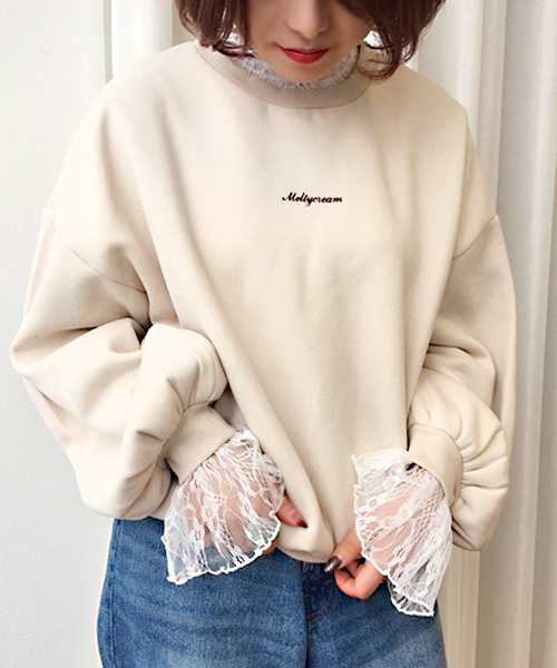 apres jour（アプレジュール）の「レース付きロゴスウエット【ZOZOTOWN限定アイテム】（Tシャツ/カットソー・レディース・サックスブルー/ピンク/ライトベージュ・フリー）」の7枚目の写真