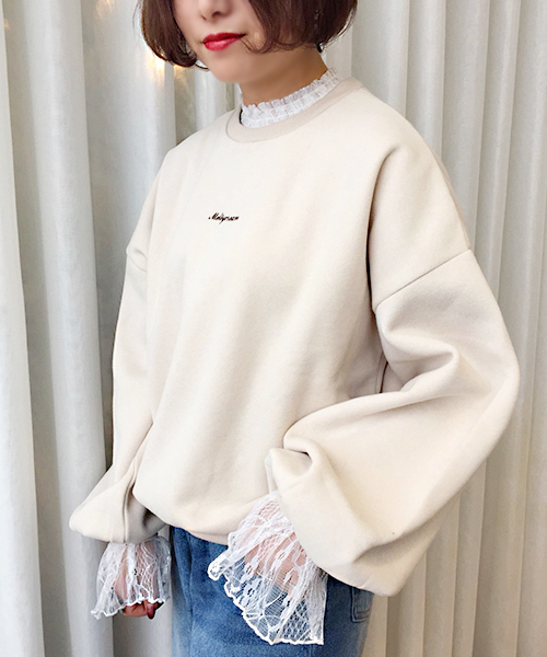 apres jour（アプレジュール）の「レース付きロゴスウエット【ZOZOTOWN限定アイテム】（Tシャツ/カットソー・レディース・サックスブルー/ピンク/ライトベージュ・フリー）」の6枚目の写真