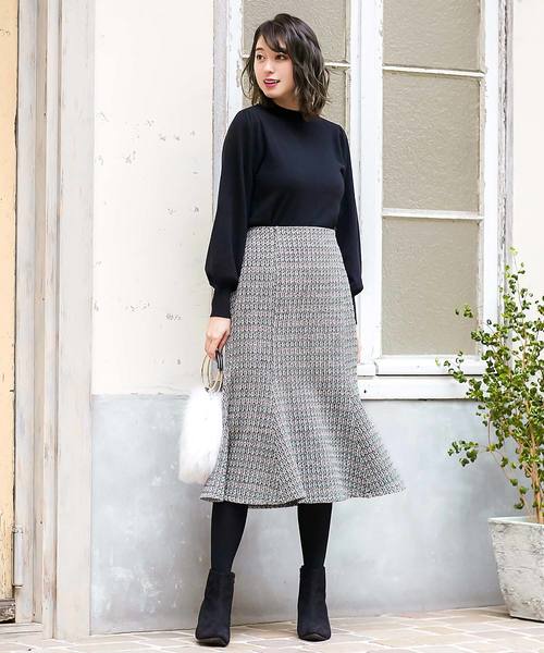 KOBE LETTUCE（コウベレタス）の「[M/Lサイズ]ラメ糸混ツイードマーメイドスカート＊レディース/ボトムス[M2379]神戸レタス（スカート・レディース・ブラック/グレー/ピンク/グリーン・M/L）」の7枚目の写真