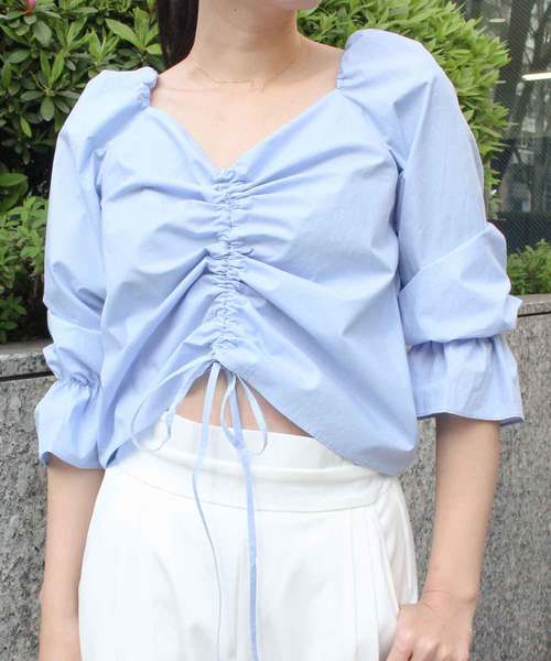 MODE ROBE（モードローブ）の「ギャザーブラウス（シャツ/ブラウス・レディース・ホワイト/ブラック/ベージュ/パープル/ブルー・FREE）」の5枚目の写真