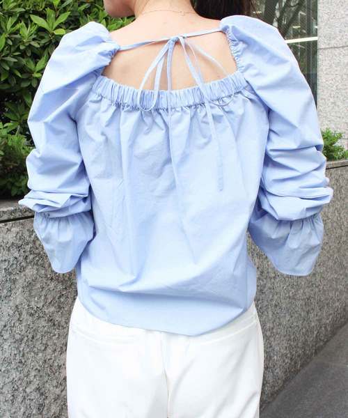 MODE ROBE（モードローブ）の「ギャザーブラウス（シャツ/ブラウス・レディース・ホワイト/ブラック/ベージュ/パープル/ブルー・FREE）」の10枚目の写真